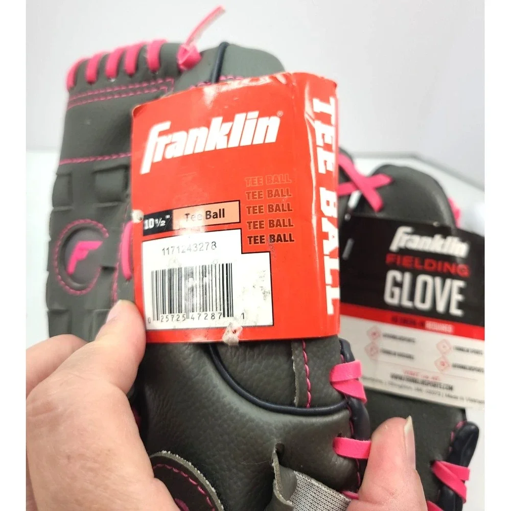 Franklin Fielding Glove 10.5 inch CFS Tee Ball Gray and Pink Glove New with Tags